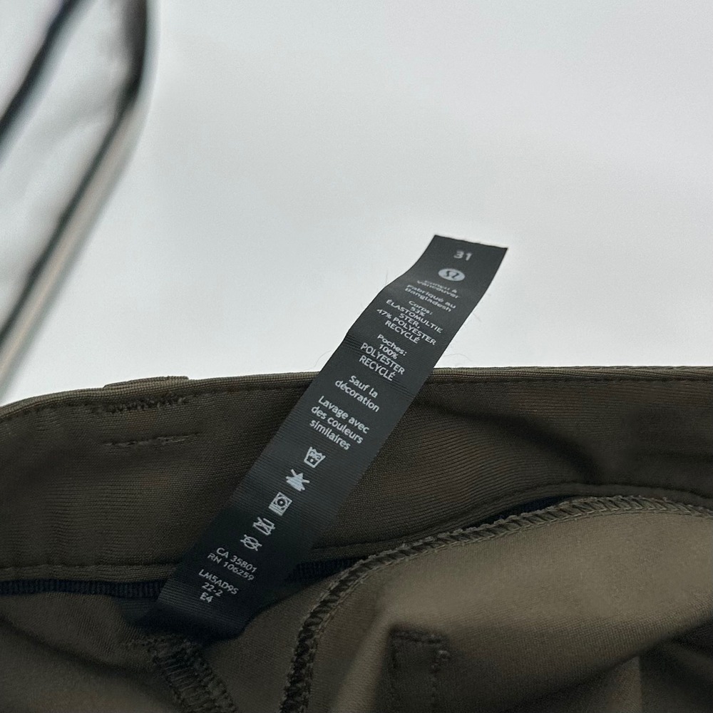 Lululemon ABC Slim Fit 5 Pocket Olive Green Stretchy Slim Pant  Men's 31x30 - Picture 7 of 8
